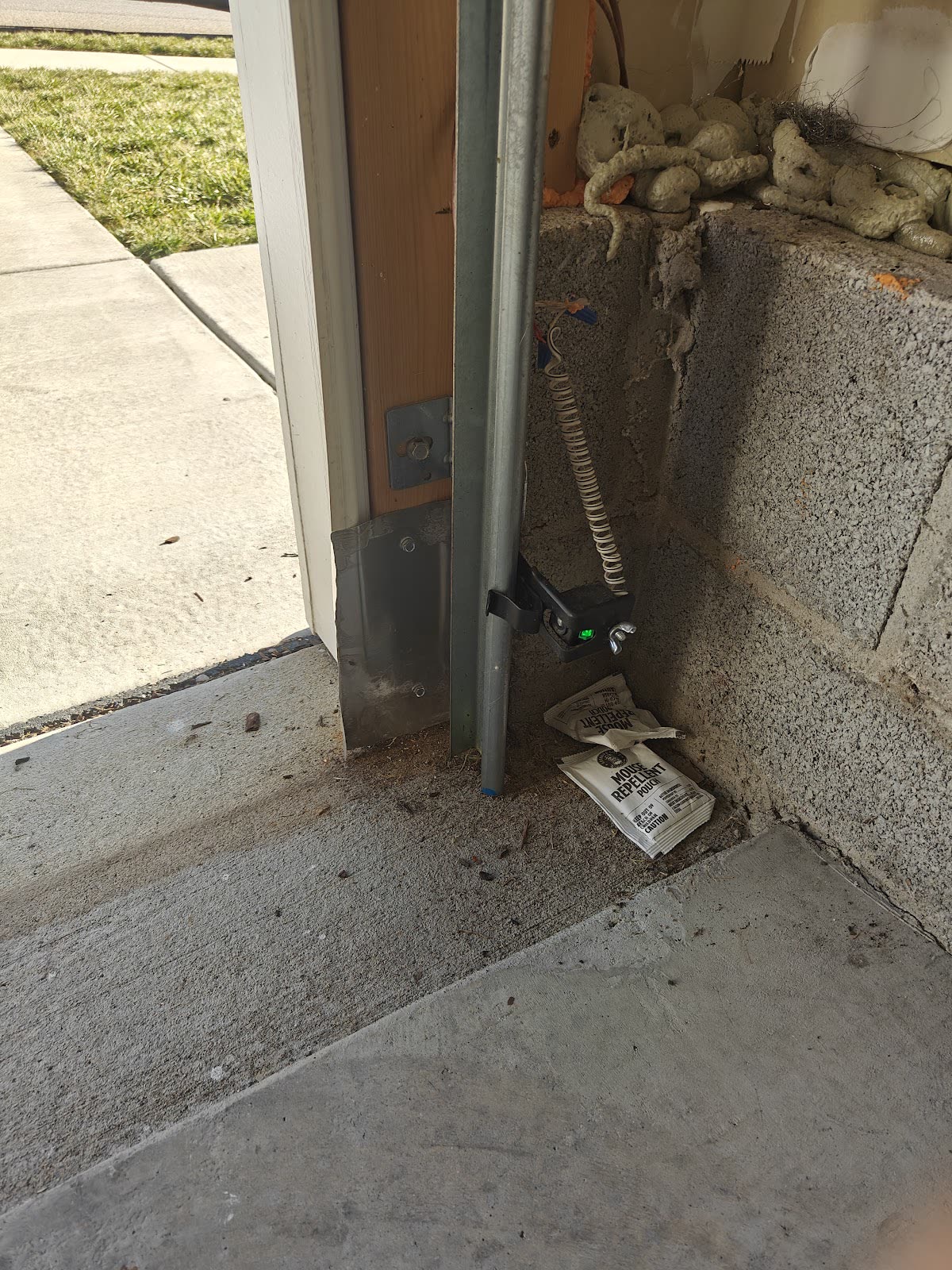 Rodent entry at a garage